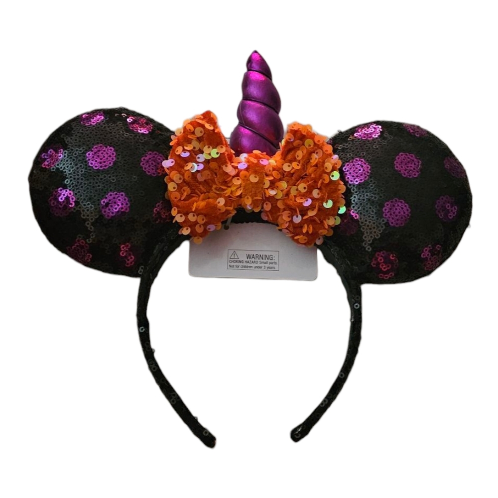 Disney Minnie Mouse Sequin Unicorn & Bow Costume Headband Halloween Polka Dots